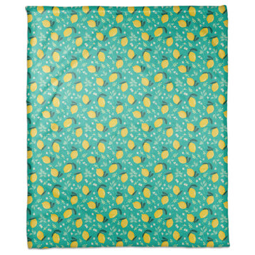 Lemon  Teal 50x60 Coral Fleece Blanket