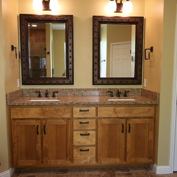 A Square Shaker Style Vanity With Quartz Top