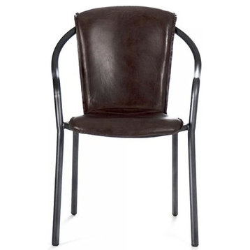 Arm Chair GRAHAM Ebony Chocolate Brown Black Iron Leather Taba