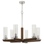 Cal - Cal FX-3756-6 Ercolano - 6 Light Chandelier - Refresh your decor with this plank style pine woodErcolano 6 Light Cha Wood/Brushed Steel C *UL Approved: YES Energy Star Qualified: n/a ADA Certified: n/a  *Number of Lights: 6-*Wattage:60w E26 Medium Base bulb(s) *Bulb Included:No *Bulb Type:E26 Medium Base *Finish Type:Wood/Brushed Steel
