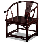 China Furniture and Arts - Rosewood Ming Style Chair, Cherry - A style developed in the Ming Dynasty (1368-1644) originally for the comfort of court aristocrats. Its elegant clean shape fits any environment, from contemporary to traditional. The chair is constructed with joinery technique and with the longevity symbol hand carved on the slightly curved back. All made of beautiful solid rosewood with hand applied rich cherry finish. Chair seat is 19"H off the floor. Silk cushion sold separately.