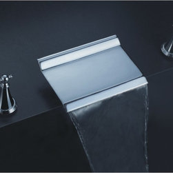 Brass Waterfall Bathroom Sink Faucet with Brass Spout Widespread T6011B - Bathroom Sink Faucets