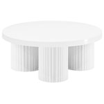 Meridian Furniture - Rhodes Coffee Table / End Table, White, Coffee Table - The Rhodes Coffee Table is a beautifully crafted piece that can enhance the look of any room. It features a sleek and modern design with a white finish, which adds a touch of sophistication to the iron metal table. The fluted legs of the table are not only aesthetically pleasing, but also provide sturdy support, making it a durable and practical addition to any living space.