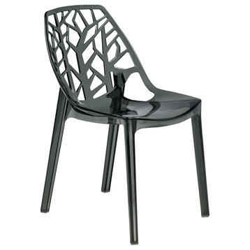 Leisuremod Cornelia Tree Back Design Lucite Dining Chair, Transparent Black