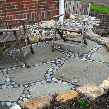South Orange, NJ. Landscape Renovation, Boulder Retaining walls, Veggie Garden