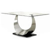 ORLA CONTEMPORARY STYLE SILVER AND BLACK  BASE FINISH 7 PIECE DINING TABLE