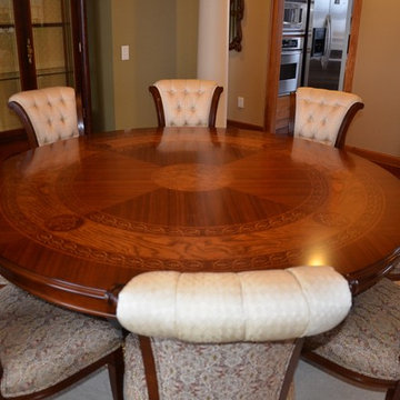 The 76" Round Dining Table with Inlay - Seating for 8