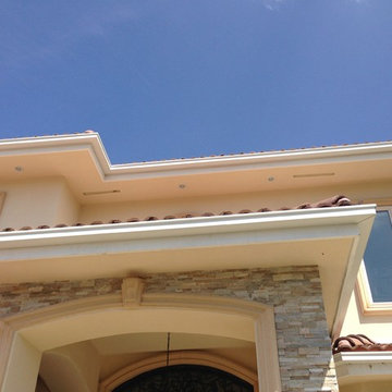 Box Gutters on Custom Home with Tile Roof, Walnut California