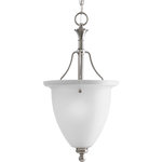 Progress Lighting - 1-Light Inverted Pendant, Brushed Nickel - The Madison collection features etched glass with transitional elements. Simplified vintage style. One-light inverted pendant .