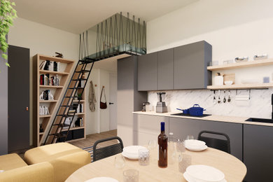Vista d’insieme cucina e soppalco