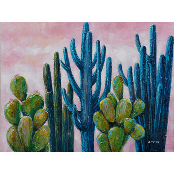 "Cactus in the Field" Oil painting on Wrapped Canvas,  wall Artwork; Fine Art