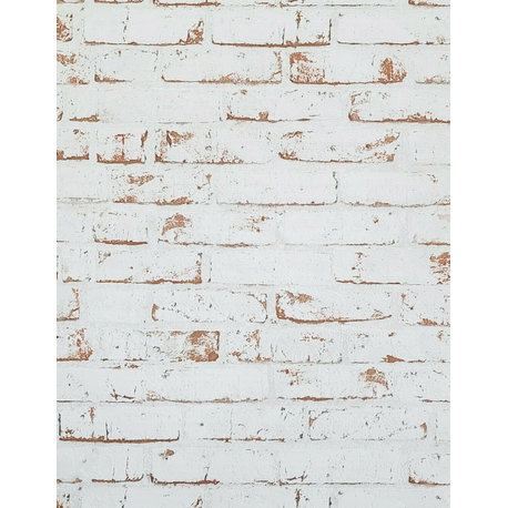3D distressed white red faux brick plaster Wallpaper, 8.5'' X 11'' Sample