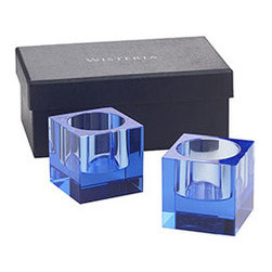 Blue Glass Tealight Candleholder - Set of 2 - New - Candleholders