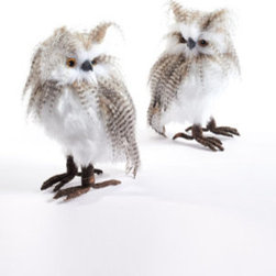 Set Of Two Small Longeared Owls - Holiday Decorations