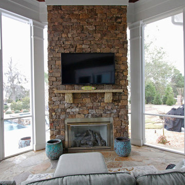 Sunroom with Stone Fireplace