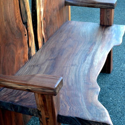 Live Edge Walnut High Backed Bench - Indoor Benches