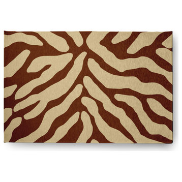 Animal Stripe Fall Design Chenille Area Rug, Brown, 2'x3'
