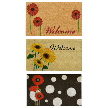 Rubber-Cal Welcome Floral Door Mat Kit 18" x 30" 3 Doormats