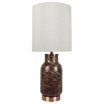 Vetro Rame Art Glass Table Lamp, Copper and Gold, 21" Tall