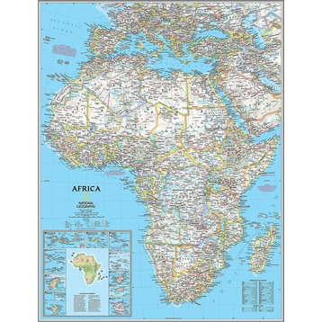 Classic Africa Map Wall Mural, Self-Adhesive Wallpaper