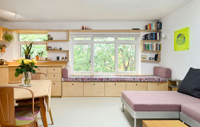 Room Tour: Birch Ply Cabinets Complement the View in a 1960s Flat