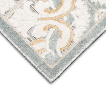 Canyon Floral Tile Indoor/Outdoor Rug, Ivory, 3'2"x4'11"