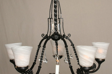 French Chandelier with Crystal Accents, c. 1960