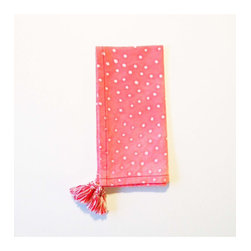 Watermelon Pink Batik Dot Linen Napkins - Napkins