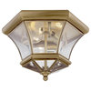 Monterey/Georgetown 3 Light Outdoor Ceiling Light, Antique Brass