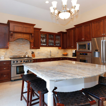 Cherry Kitchen with Large Eat-In Island