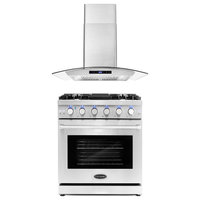 2-Piece Kitchen, 30" Gas Range and 30" Wall Mount Range Hood