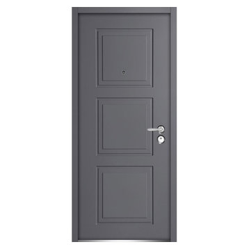 Extry Prehung Steel Door 36x80 / Ballucio 1010 Gray Graphite