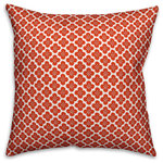 DDCG - Red Quatrefoil 16"x16" Outdoor Throw Pillow - Spruce up your outdoor space with the Red Quatrefoil  Outdoor Pillow. These outdoor pillows are water, stain and mildew resistant and can be used in either an indoor or outdoor setting.  Featuring a unique design, this accent pillow will make a perfect addition to your porch, patio or space.
