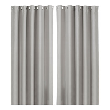 Dreamscene Eyelet Blackout Curtains, Ring Top, Set of 2, Silver Grey, 168x137 cm