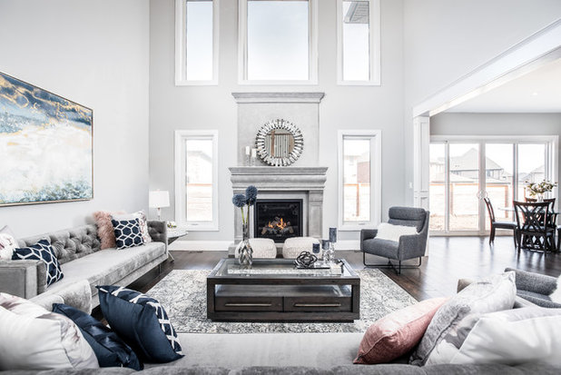 Transitional Living Room by Deutschmann Construction Limited