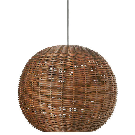 Handwoven Wicker Ball Pendant Light, Natural, Brown