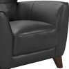 Jedd Contemporary Chair, Genuine Black Leather With Brown Wood Legs