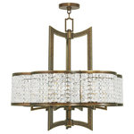 Livex Lighting - Grammercy Chandelier, Hand-Painted Palatial Bronze - Crystal strands strung in a decrotive shade design define this classically glamorous chandelier in which the bulbs are completely shaded, allowing the light to shine through the K9 crystal for a warm, intimate lighting feel.