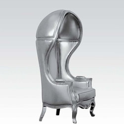 Acme 59116 Jana Silver PU Hooded Accent Chair - Armchairs And Accent Chairs