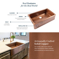 Adams Copper 36" Single Bowl Farmhouse Apron Front Undermount Kitchen Sink
