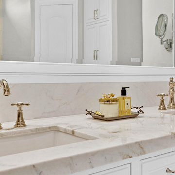 Marble Double Vanity with Polished Nickel Fixtures