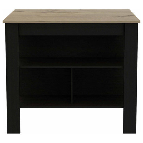 Brooklyn Kitchen Island, Black Wengue/Light Oak