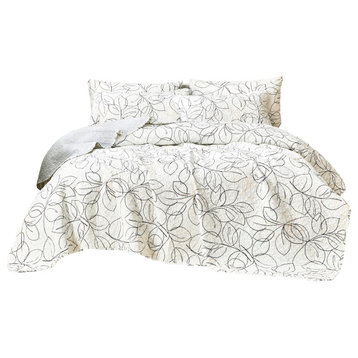 Tache Modern Leaf Foliage Abstract Quilt Set, Full