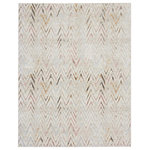 Nourison - Nourison Glitz 7'10" x 9'10" Multicolor Contemporary Indoor Area Rug - The classic chevron pattern gets a modern update with this contemporary rug from the Glitz Collection. The geometric design is presented in soft multicolored shades with a subtly distressed finish and shimmering accents that shift under different lighting. Made from softly textured, easy to clean polyester yarns.