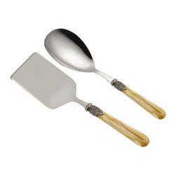 Arvind Group - Napoleon Rice Spoon and Server, Set of 2, Honey - Serving Utensils