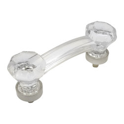 Cosmas - Cosmas 6397SN-C Satin Nickel With Clear Glass Cabinet Cup Pull, Set of 10 - Cabinet And Drawer Handle Pulls