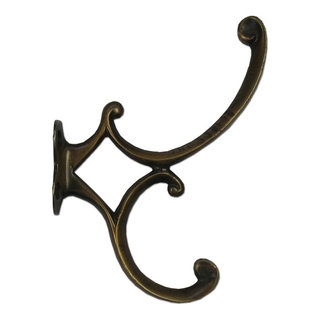 Renovators Supply Black Cast Iron Double Coat Hook Decorative Swan