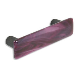 CKP - Art Glass Pull, Cranberry Swirl, Oil-Rubbed Bronze Base - Cabinet And Drawer Handle Pulls