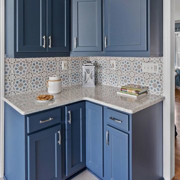 Blue Transitional Galley Kitchen
