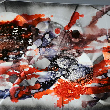 Premonition - Orange, Black & Brown Modern Metal Painting, Contemporary Wall Art